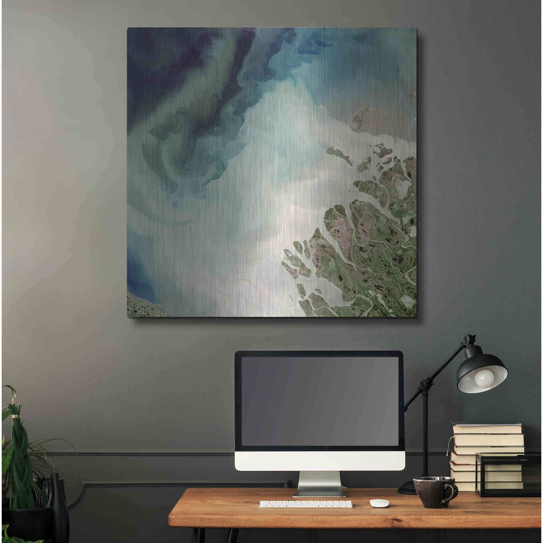 Luxe Metal Art 'Earth as Art: Mackenzie Meets Beaufort,' Metal Wall Art,36x36