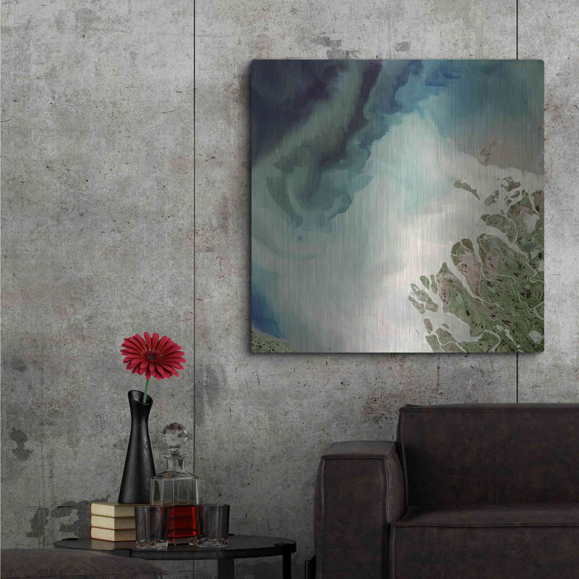 Luxe Metal Art 'Earth as Art: Mackenzie Meets Beaufort,' Metal Wall Art,36x36