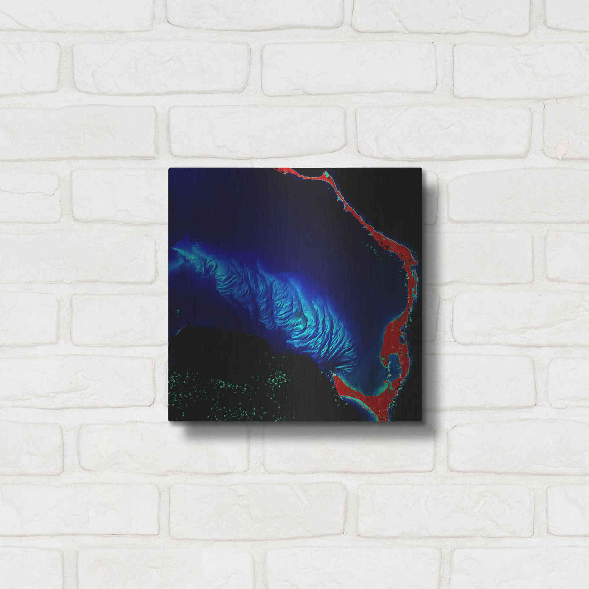 Luxe Metal Art 'Earth as Art: Shoal Complex,' Metal Wall Art,12x12