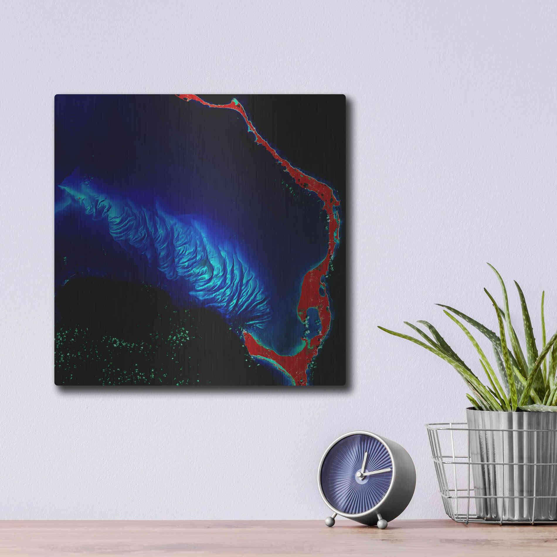 Luxe Metal Art 'Earth as Art: Shoal Complex,' Metal Wall Art,12x12