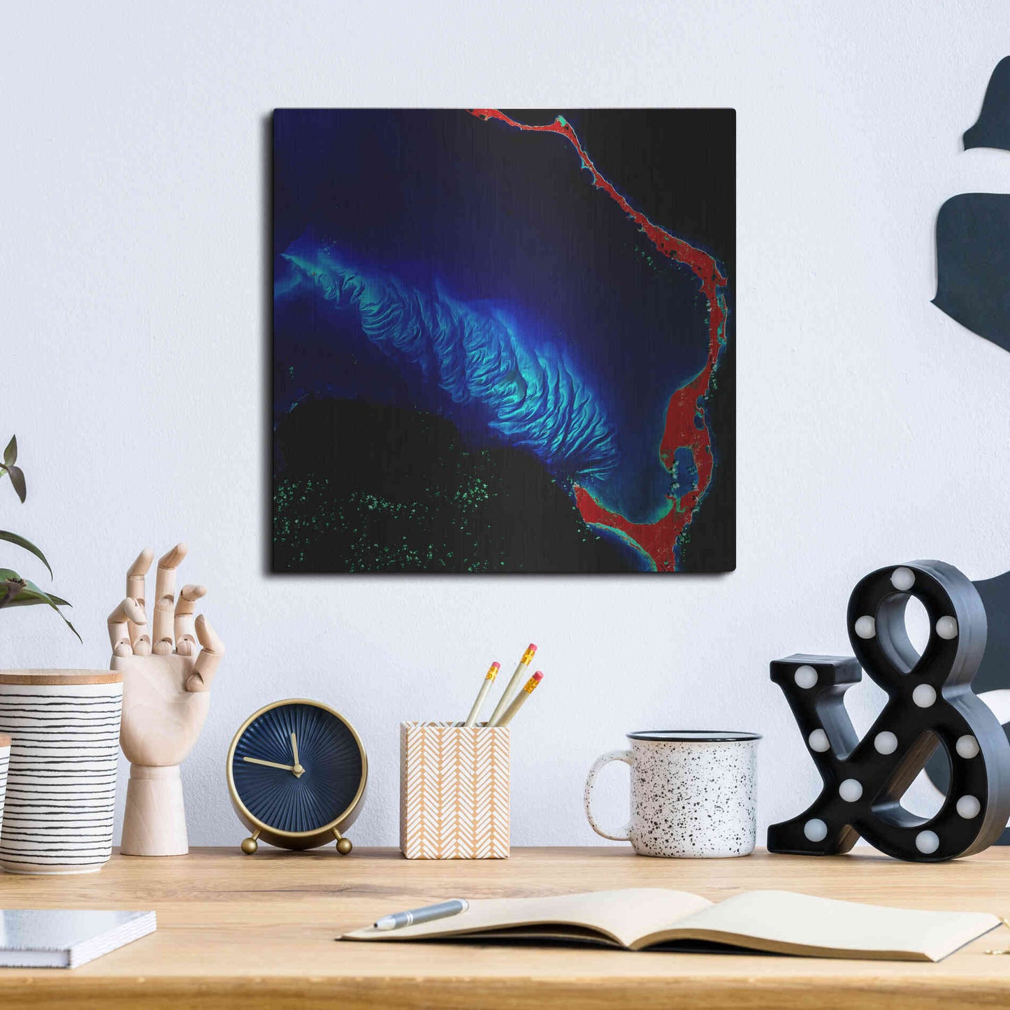 Luxe Metal Art 'Earth as Art: Shoal Complex,' Metal Wall Art,12x12