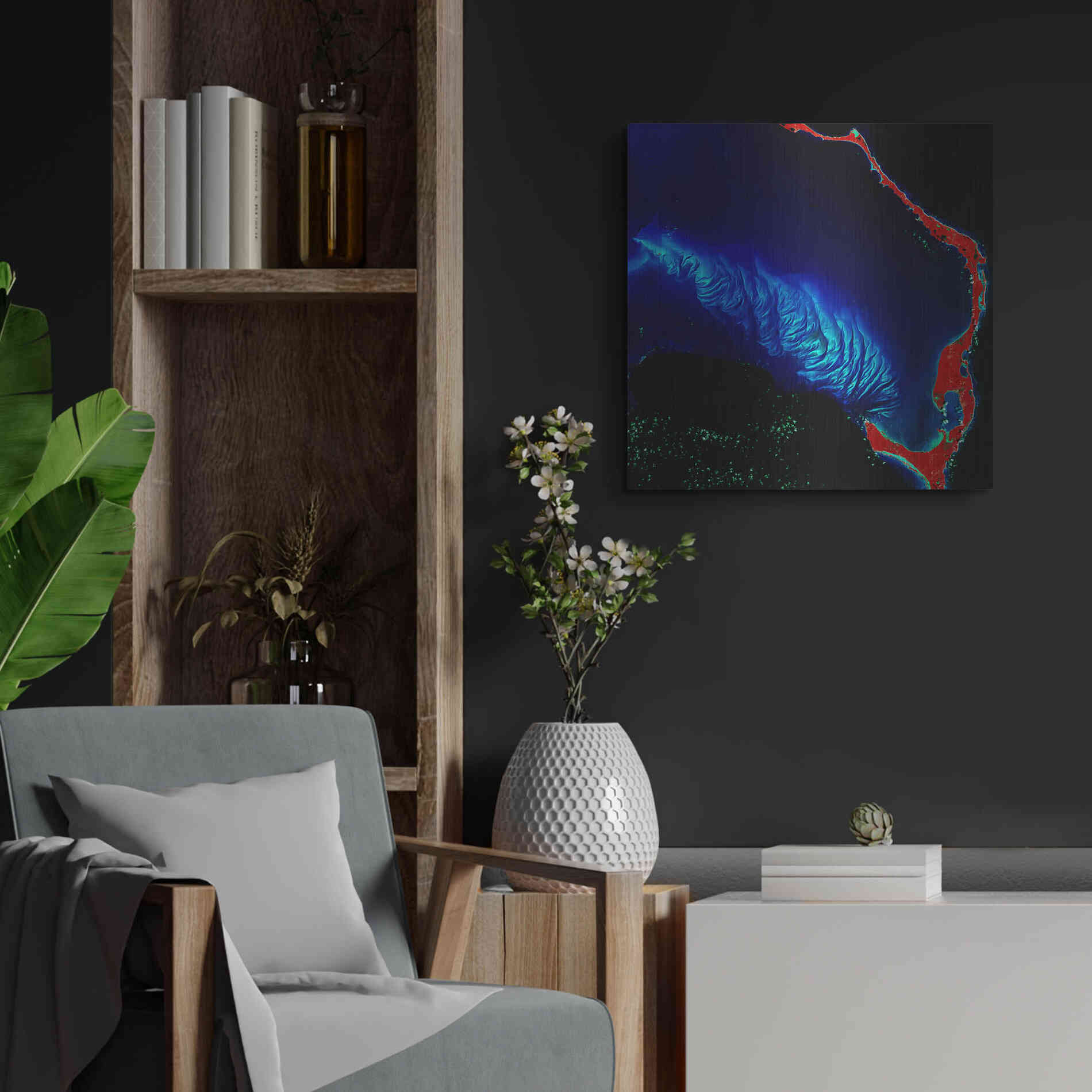 Luxe Metal Art 'Earth as Art: Shoal Complex,' Metal Wall Art,24x24