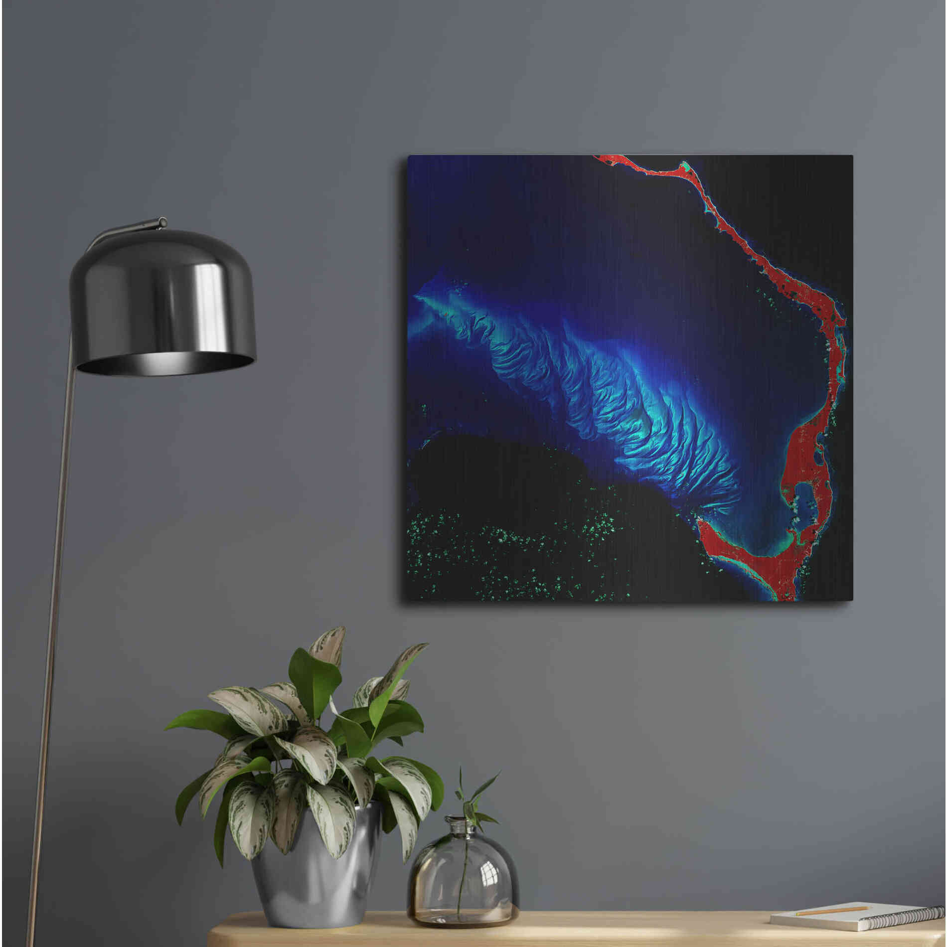 Luxe Metal Art 'Earth as Art: Shoal Complex,' Metal Wall Art,24x24