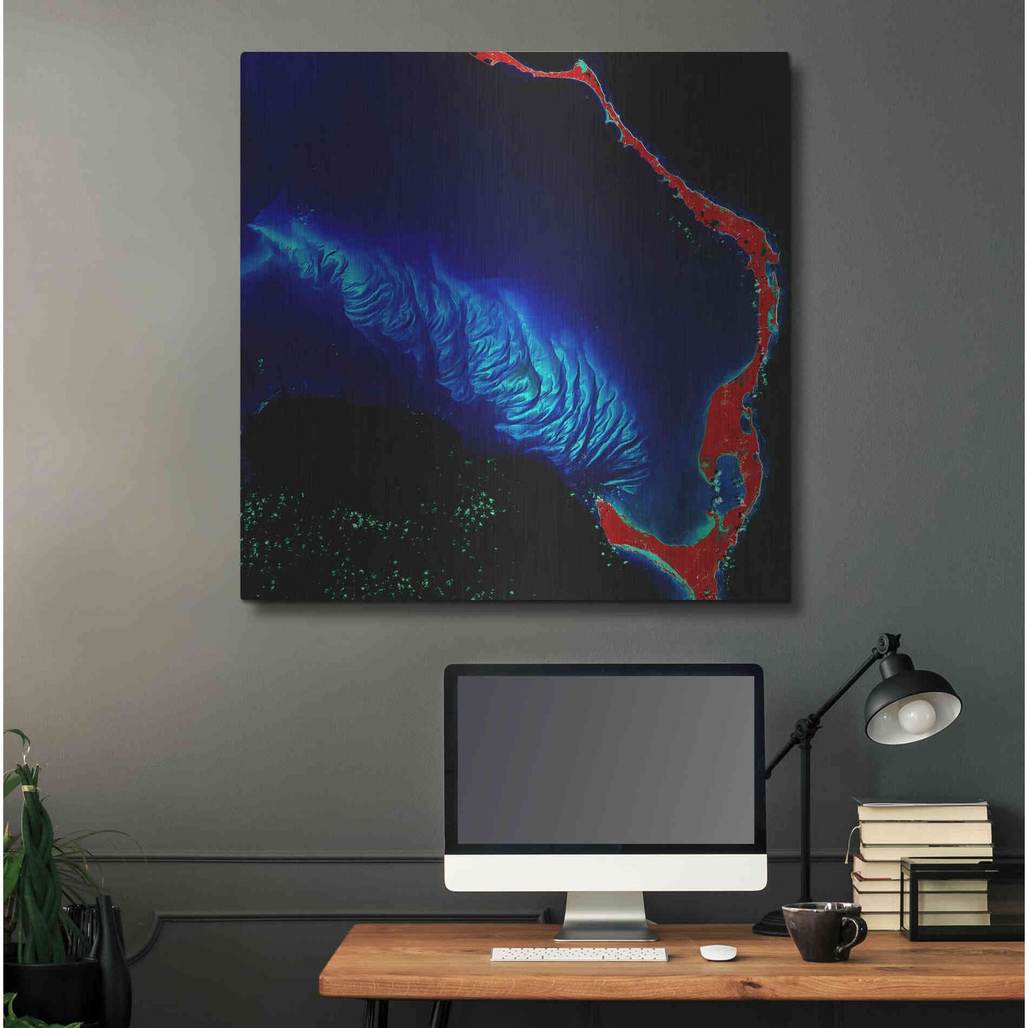 Luxe Metal Art 'Earth as Art: Shoal Complex,' Metal Wall Art,36x36