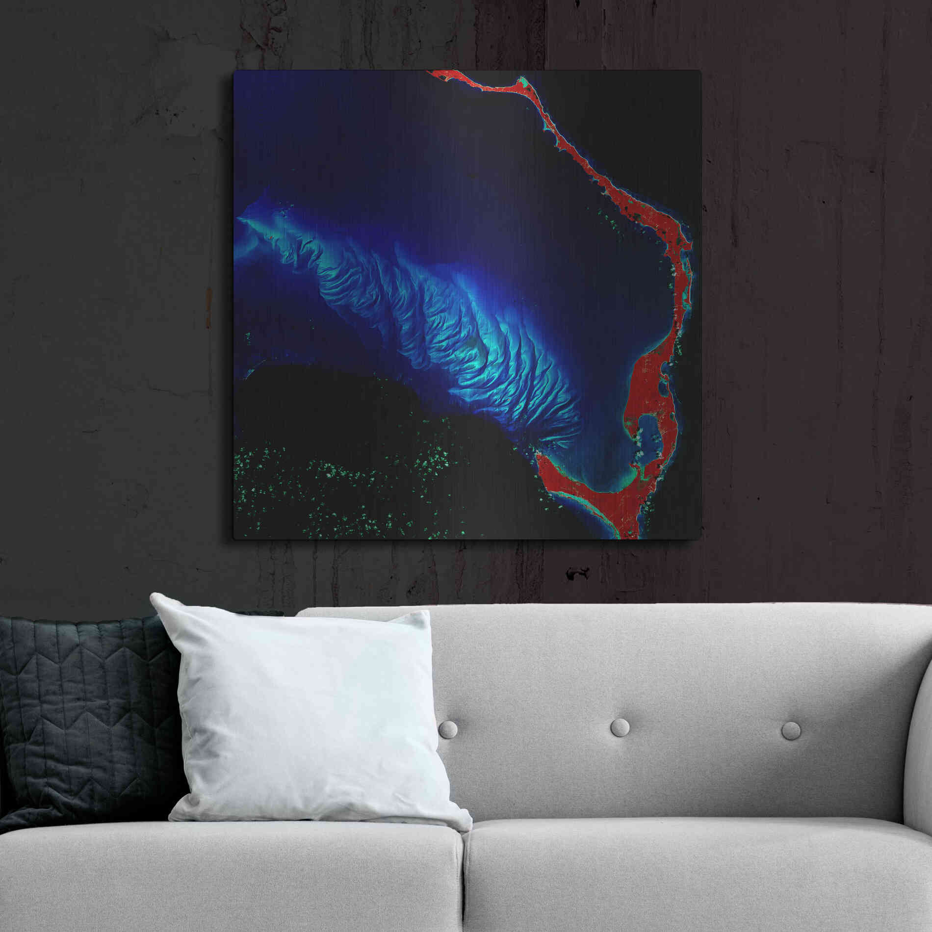 Luxe Metal Art 'Earth as Art: Shoal Complex,' Metal Wall Art,36x36