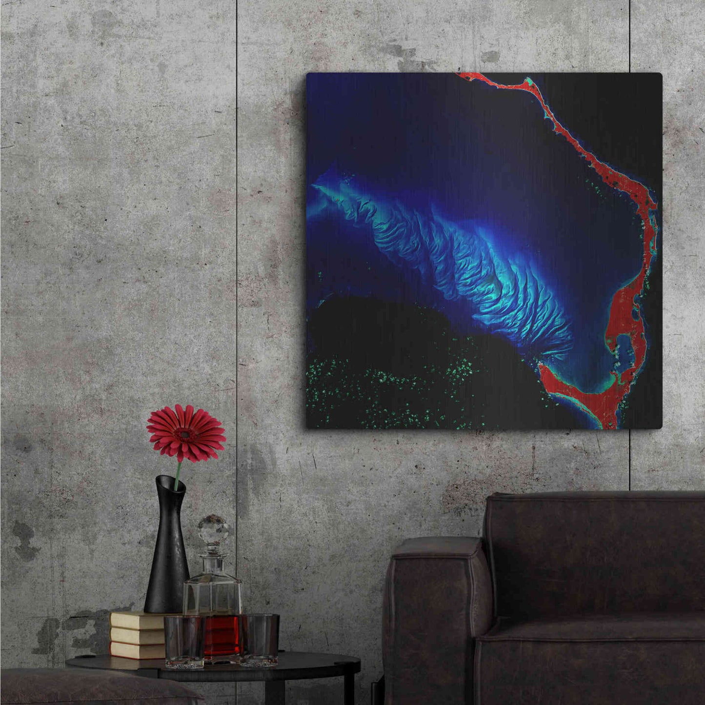 Luxe Metal Art 'Earth as Art: Shoal Complex,' Metal Wall Art,36x36