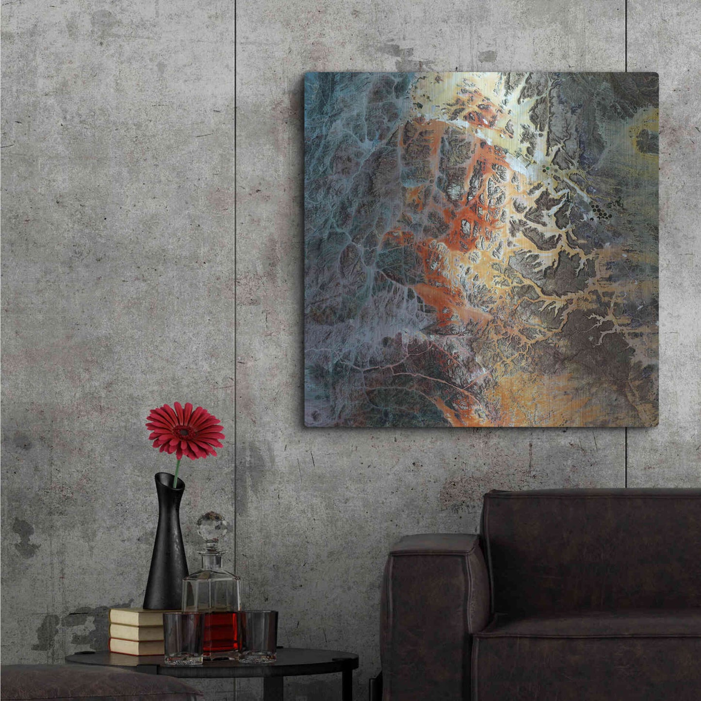 Luxe Metal Art 'Earth as Art: Unfriendly Landscape,' Metal Wall Art,36x36