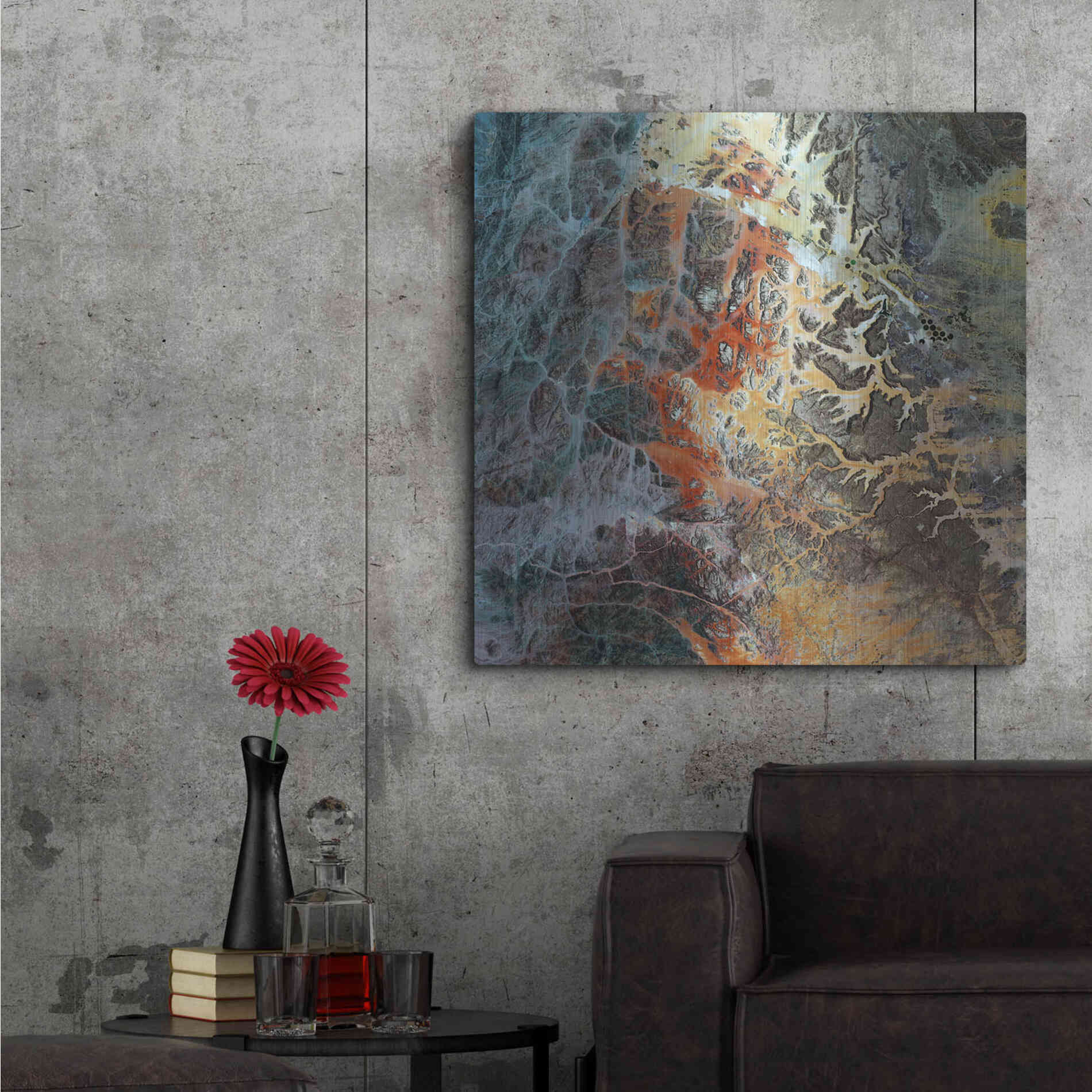 Luxe Metal Art 'Earth as Art: Unfriendly Landscape,' Metal Wall Art,36x36