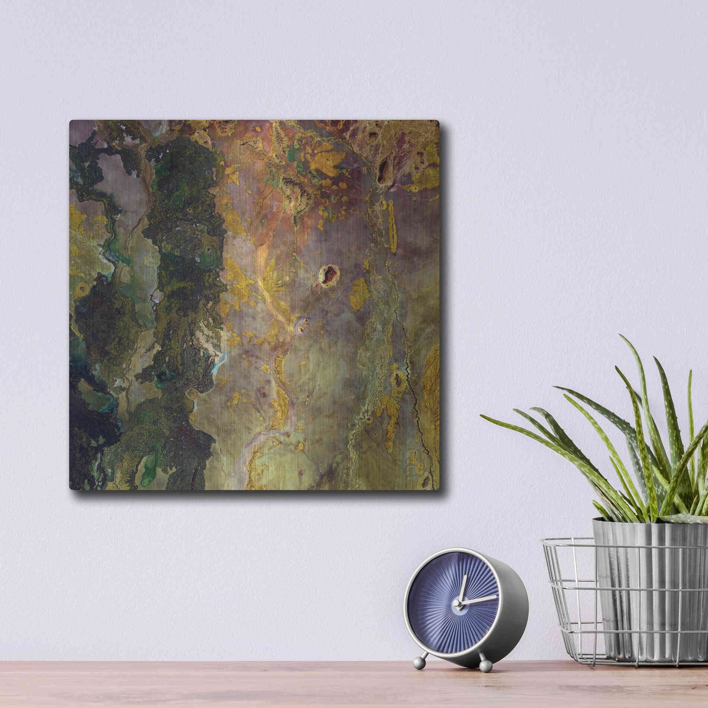Luxe Metal Art 'Earth as Art: Weird Watercolor,' Metal Wall Art,12x12