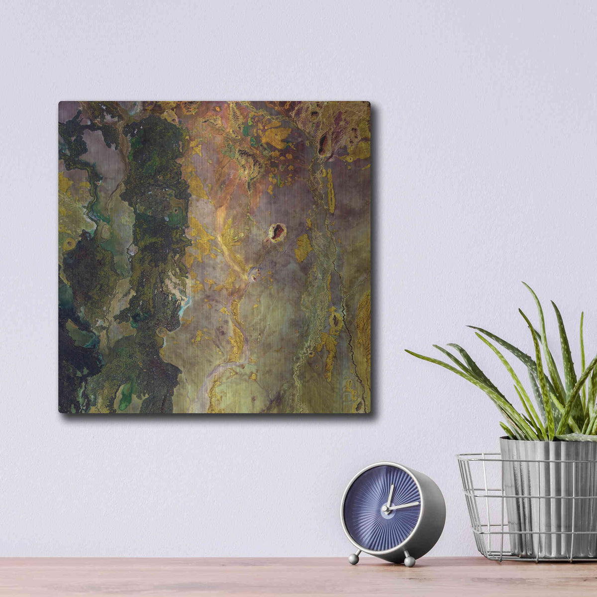 Luxe Metal Art 'Earth as Art: Weird Watercolor,' Metal Wall Art,12x12