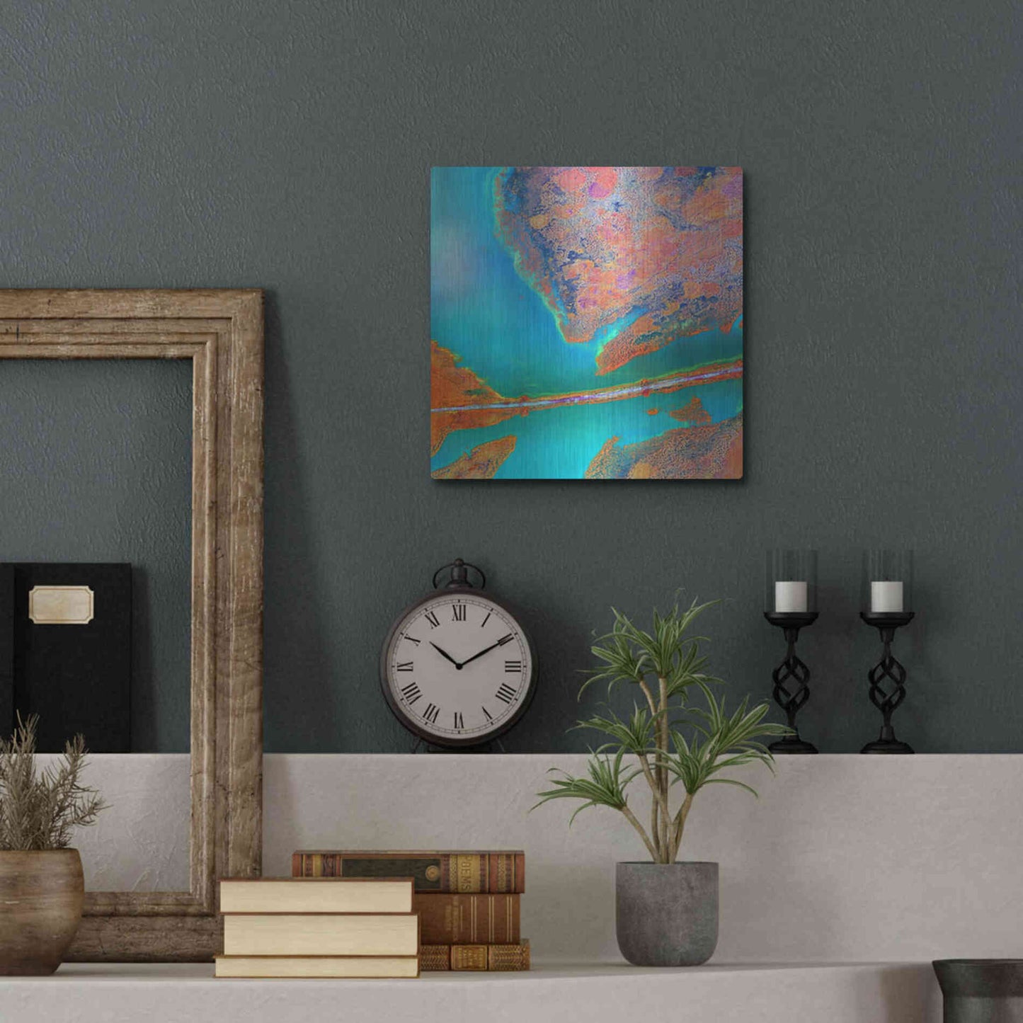 Luxe Metal Art 'Earth as Art: A Study in Algae,' Metal Wall Art,12x12