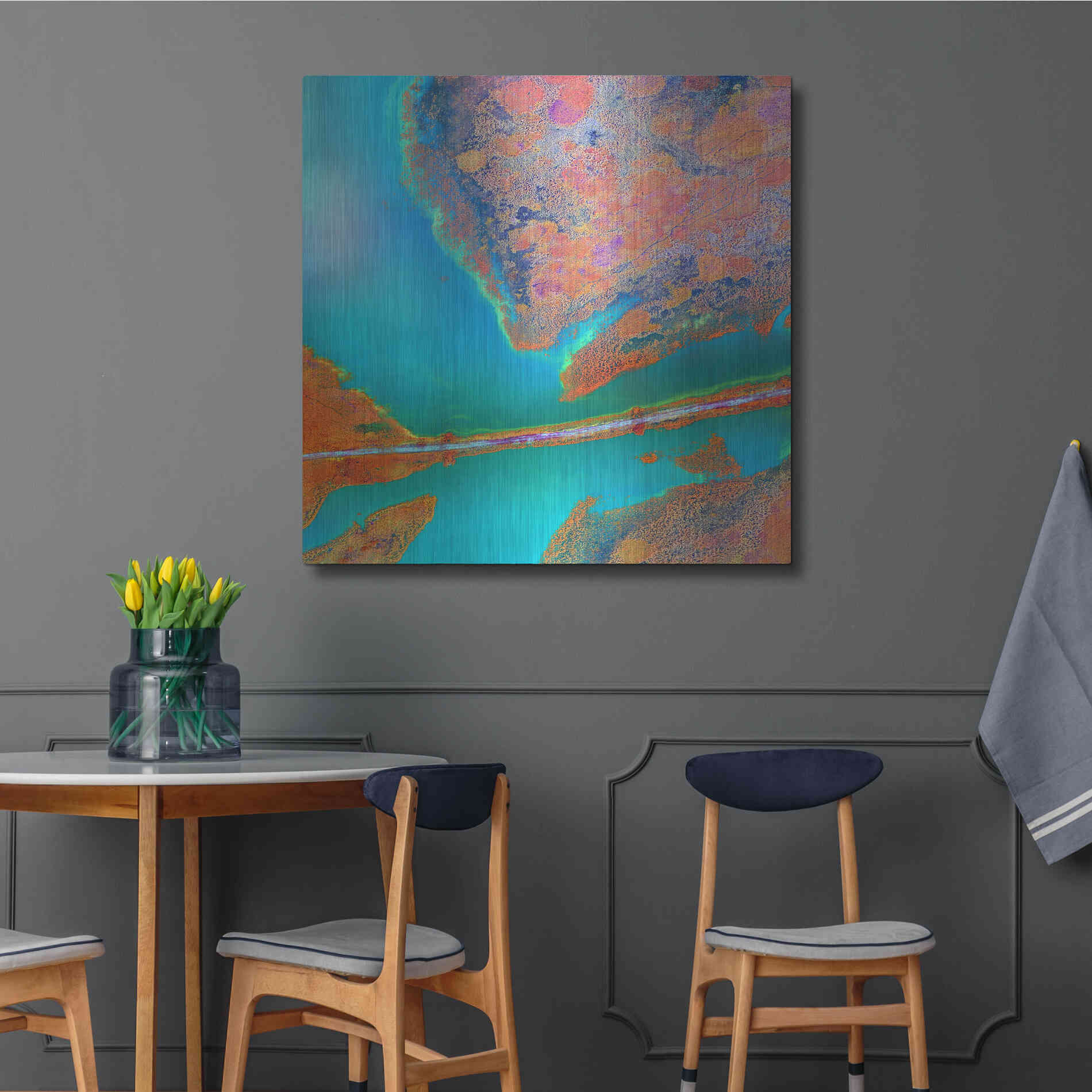 Luxe Metal Art 'Earth as Art: A Study in Algae,' Metal Wall Art,36x36