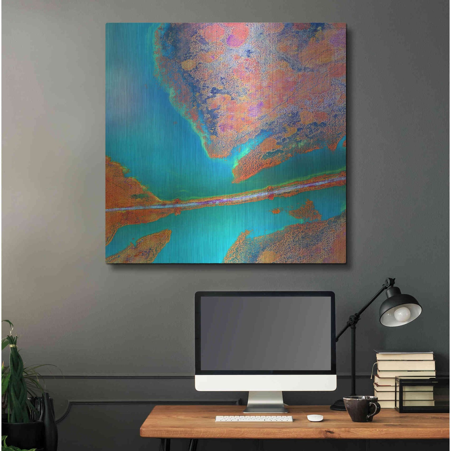 Luxe Metal Art 'Earth as Art: A Study in Algae,' Metal Wall Art,36x36