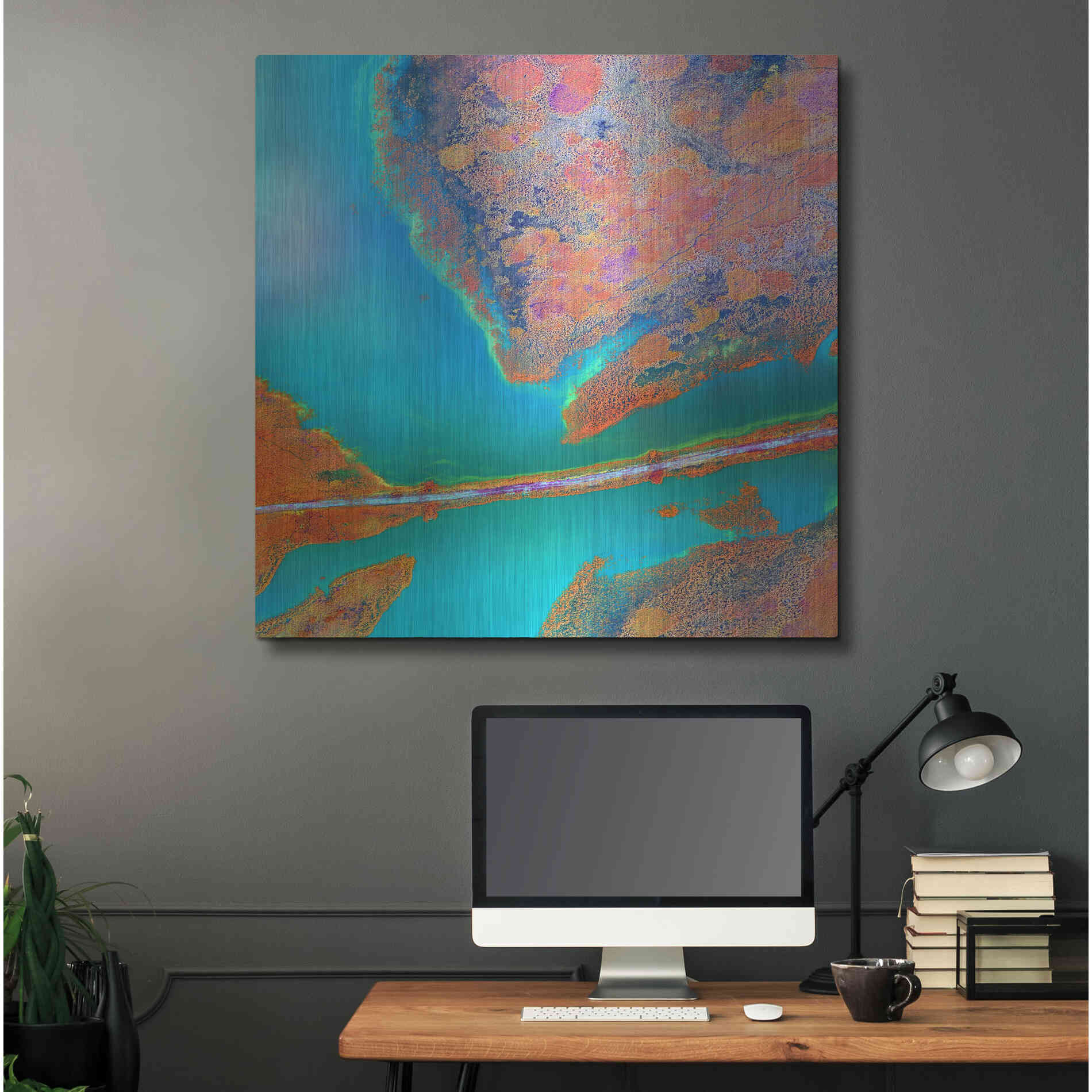 Luxe Metal Art 'Earth as Art: A Study in Algae,' Metal Wall Art,36x36