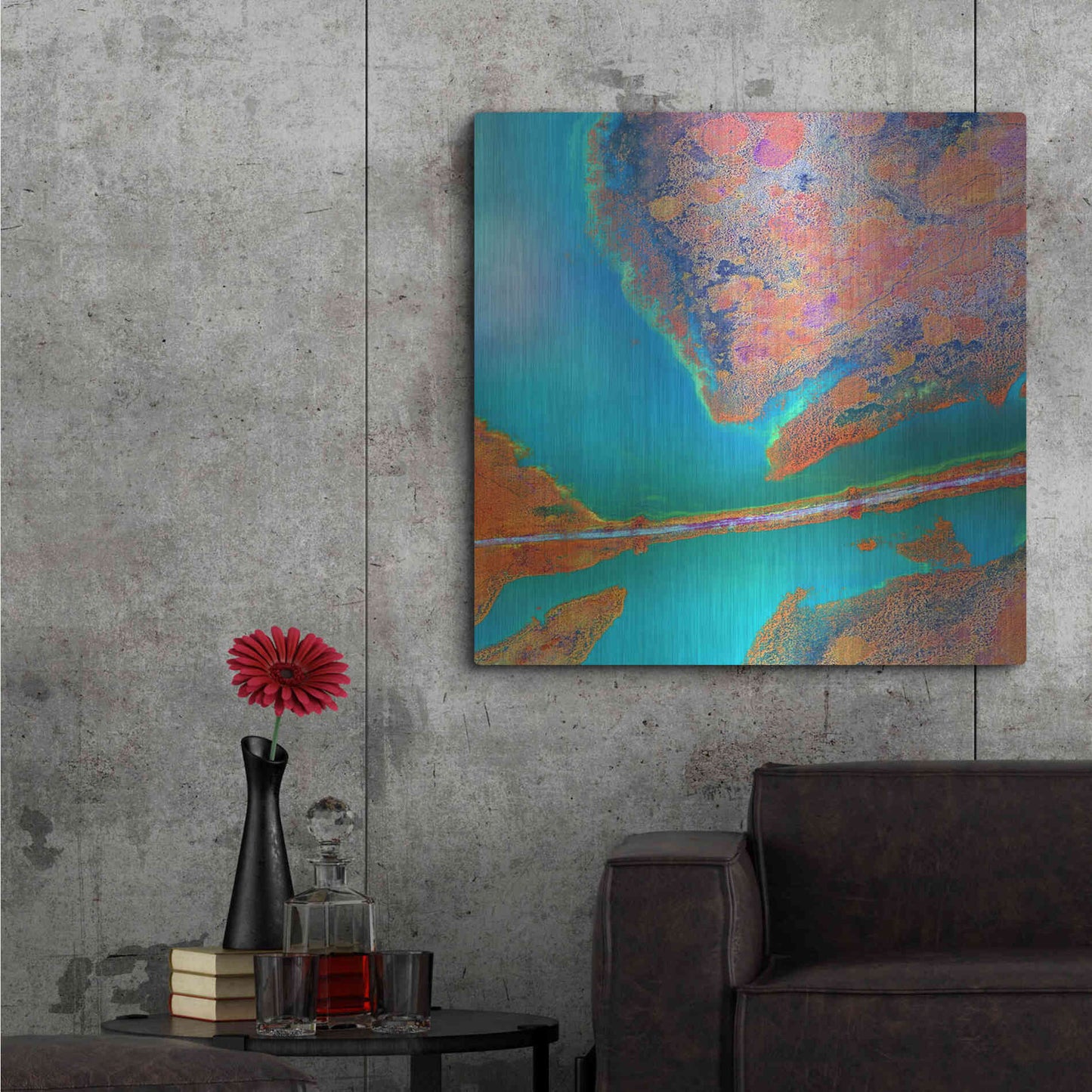 Luxe Metal Art 'Earth as Art: A Study in Algae,' Metal Wall Art,36x36