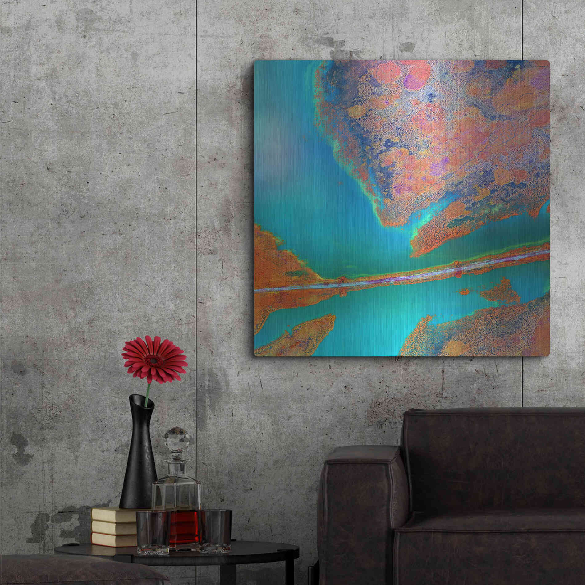 Luxe Metal Art 'Earth as Art: A Study in Algae,' Metal Wall Art,36x36