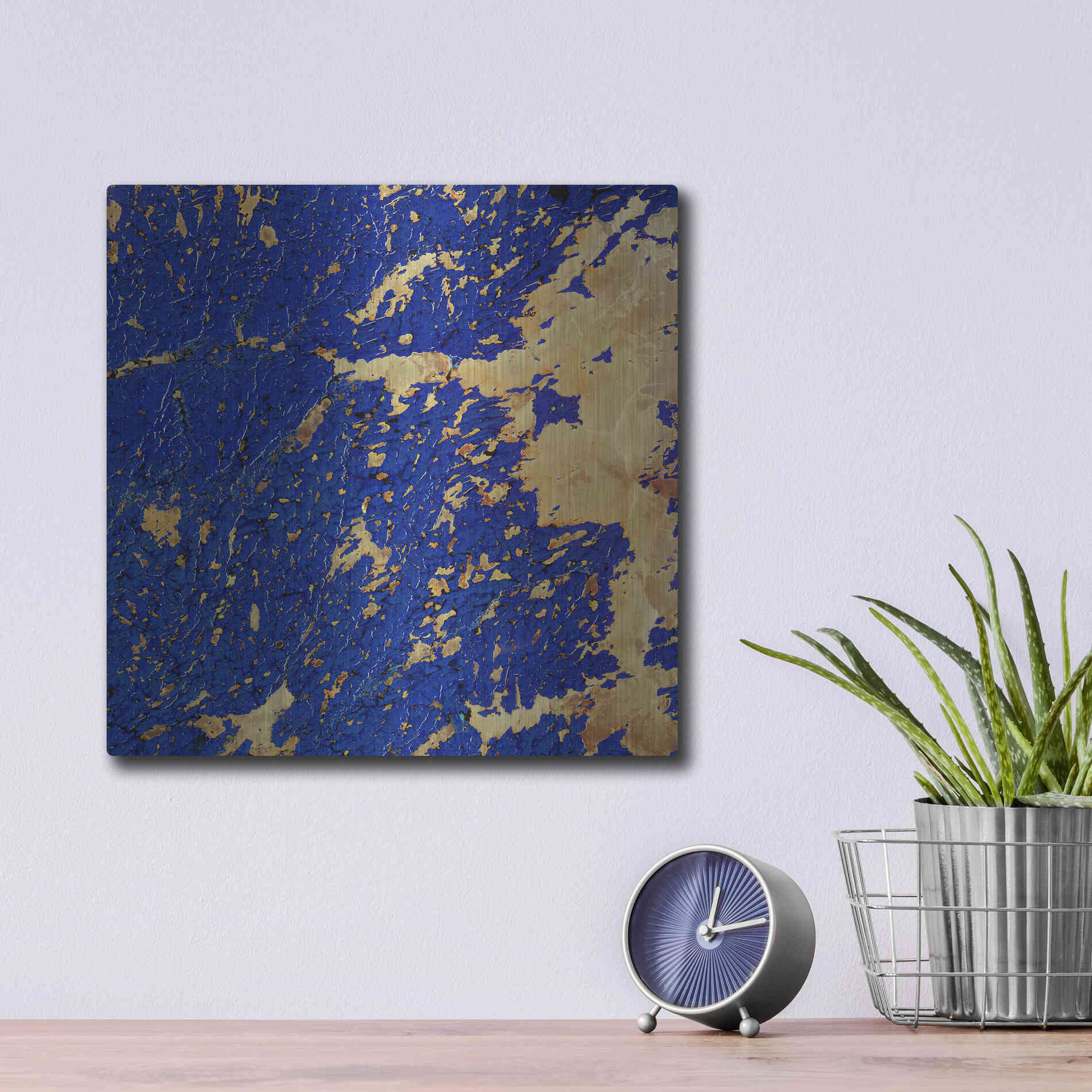 Luxe Metal Art 'Earth as Art: Copper and Blue,' Metal Wall Art,12x12