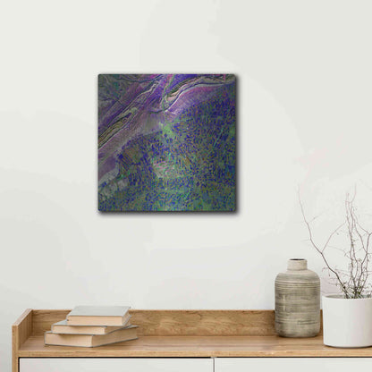 Luxe Metal Art 'Earth as Art: Deep Blue Cubism,' Metal Wall Art,12x12