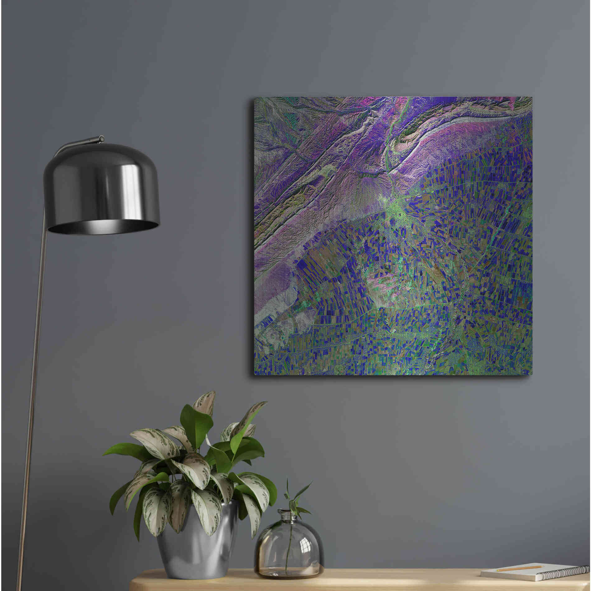 Luxe Metal Art 'Earth as Art: Deep Blue Cubism,' Metal Wall Art,24x24