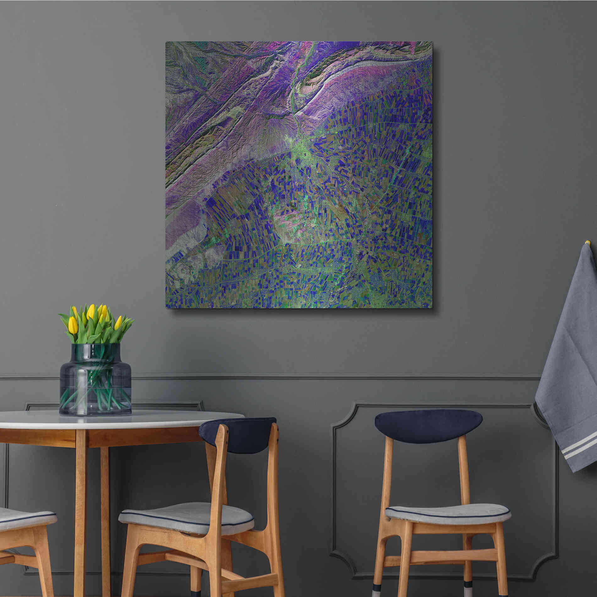 Luxe Metal Art 'Earth as Art: Deep Blue Cubism,' Metal Wall Art,36x36