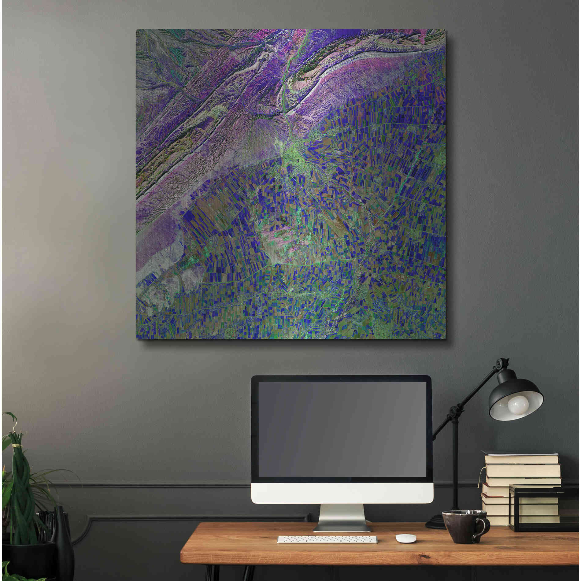 Luxe Metal Art 'Earth as Art: Deep Blue Cubism,' Metal Wall Art,36x36