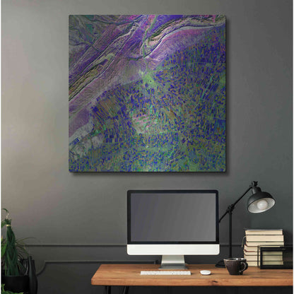 Luxe Metal Art 'Earth as Art: Deep Blue Cubism,' Metal Wall Art,36x36