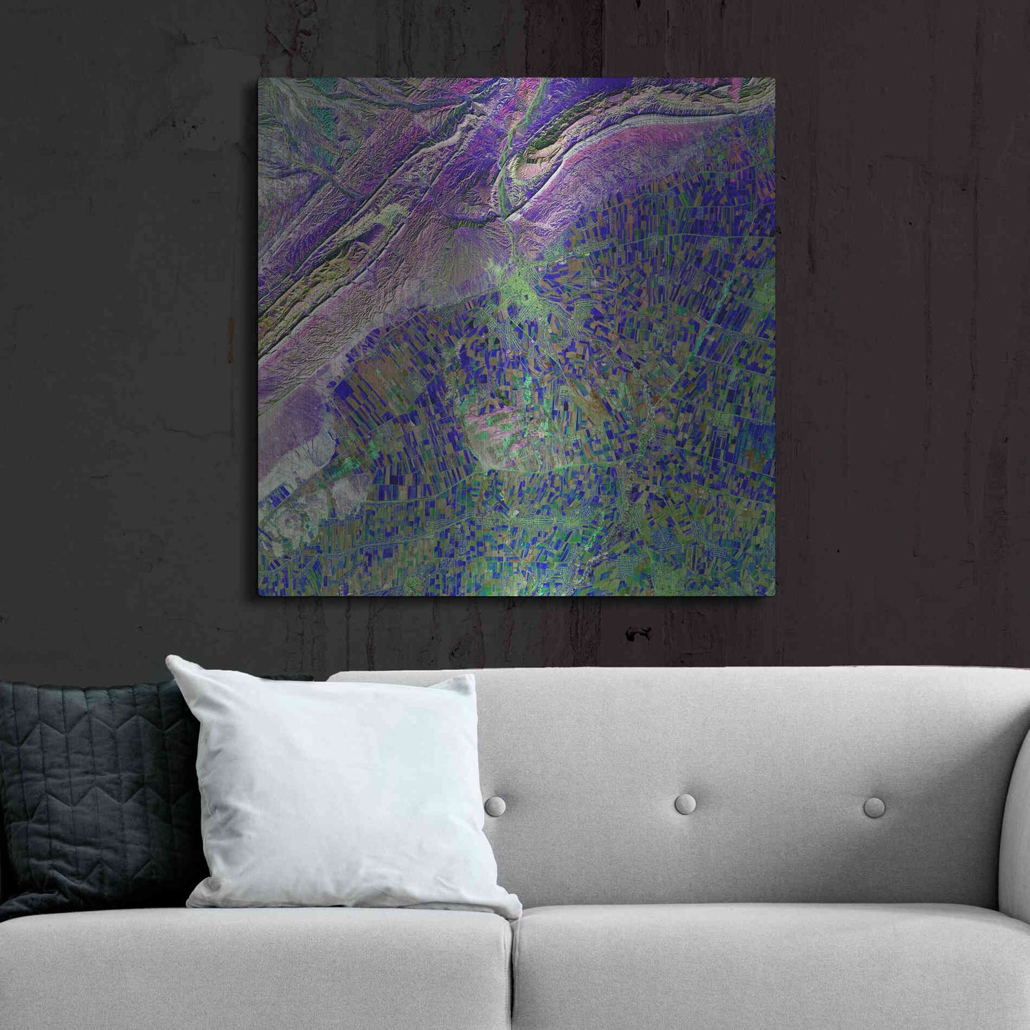 Luxe Metal Art 'Earth as Art: Deep Blue Cubism,' Metal Wall Art,36x36