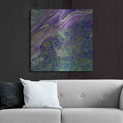 Luxe Metal Art 'Earth as Art: Deep Blue Cubism,' Metal Wall Art,36x36