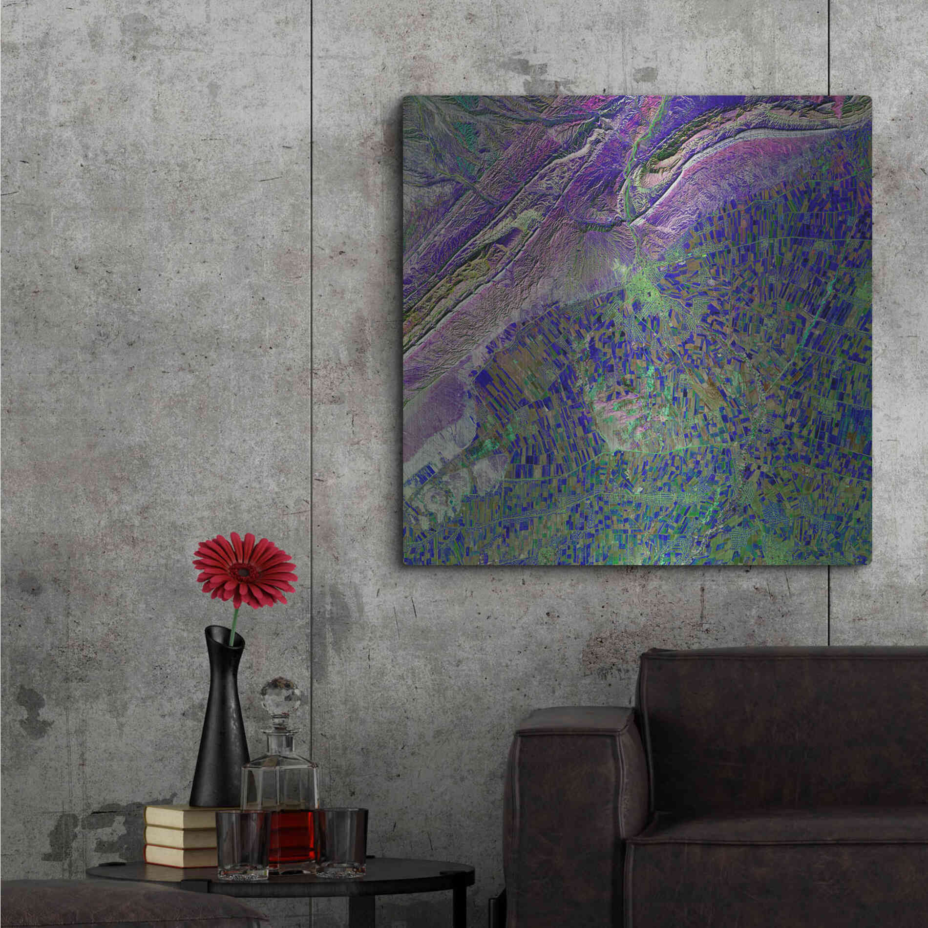 Luxe Metal Art 'Earth as Art: Deep Blue Cubism,' Metal Wall Art,36x36