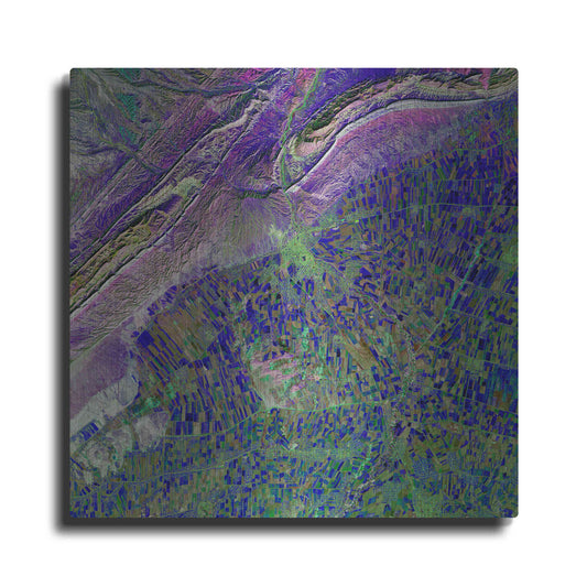 Luxe Metal Art 'Earth as Art: Deep Blue Cubism,' Metal Wall Art