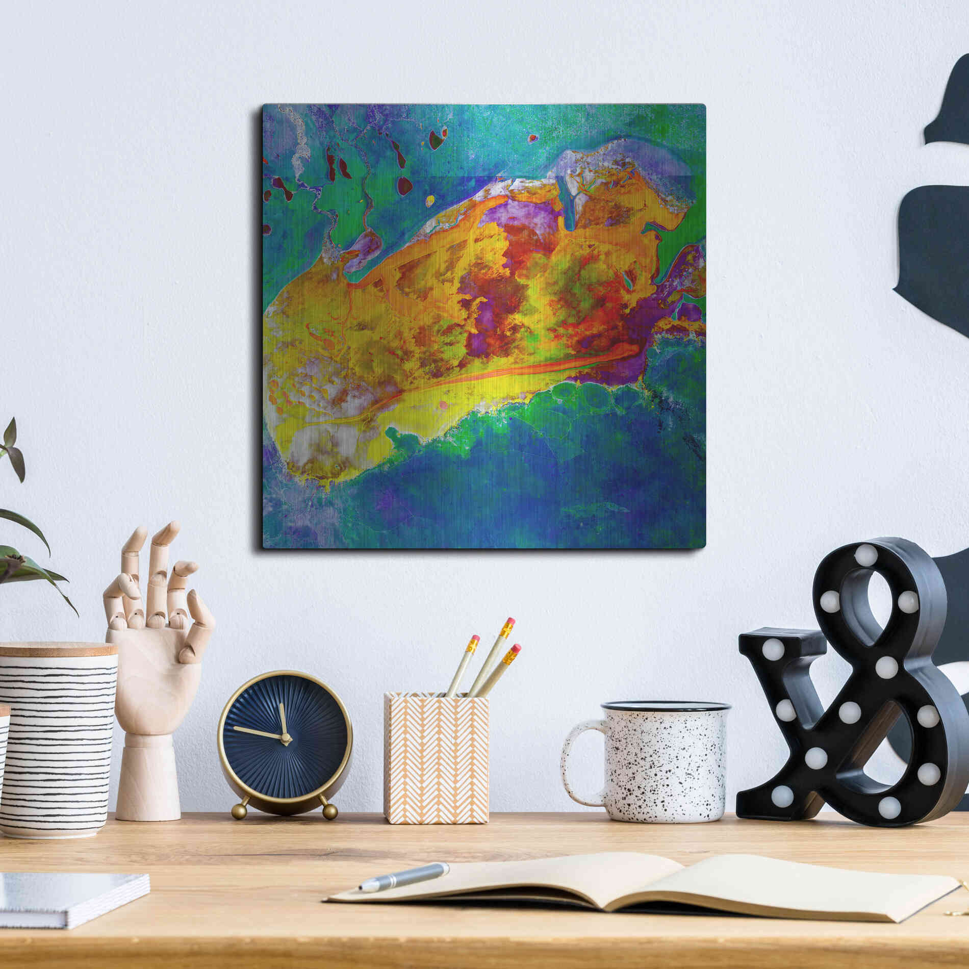 Luxe Metal Art 'Earth as Art: Salty Desolation,' Metal Wall Art,12x12