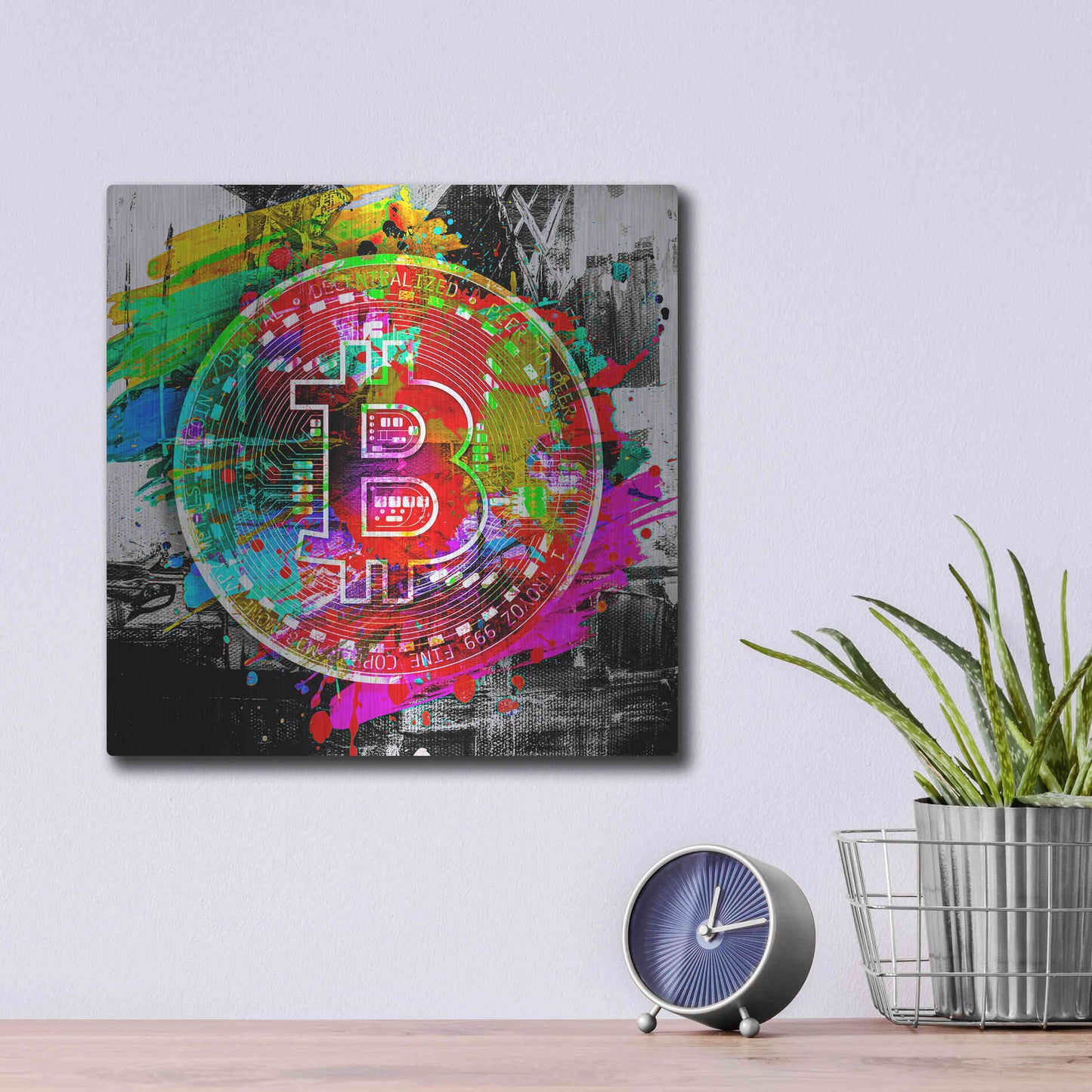 Luxe Metal Art 'Bitcoin the Currency Predator,' Metal Wall Art,12x12