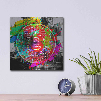 Luxe Metal Art 'Bitcoin the Currency Predator,' Metal Wall Art,12x12