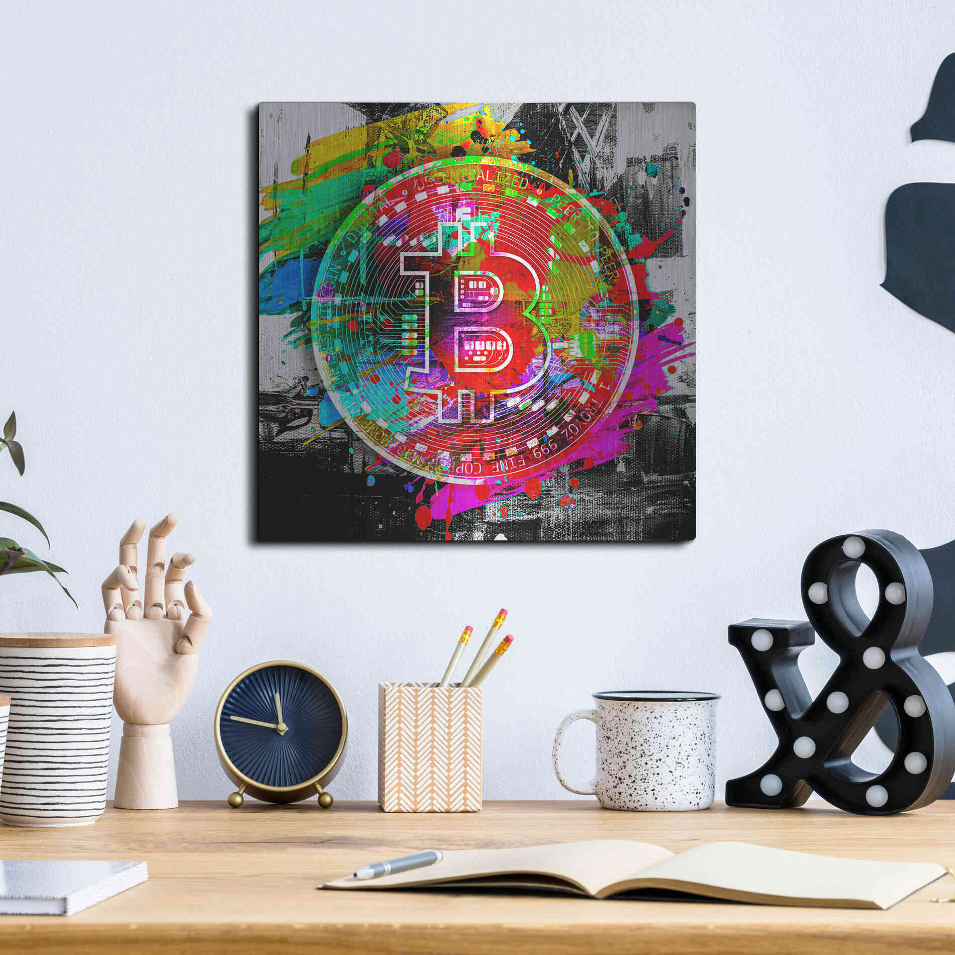 Luxe Metal Art 'Bitcoin the Currency Predator,' Metal Wall Art,12x12