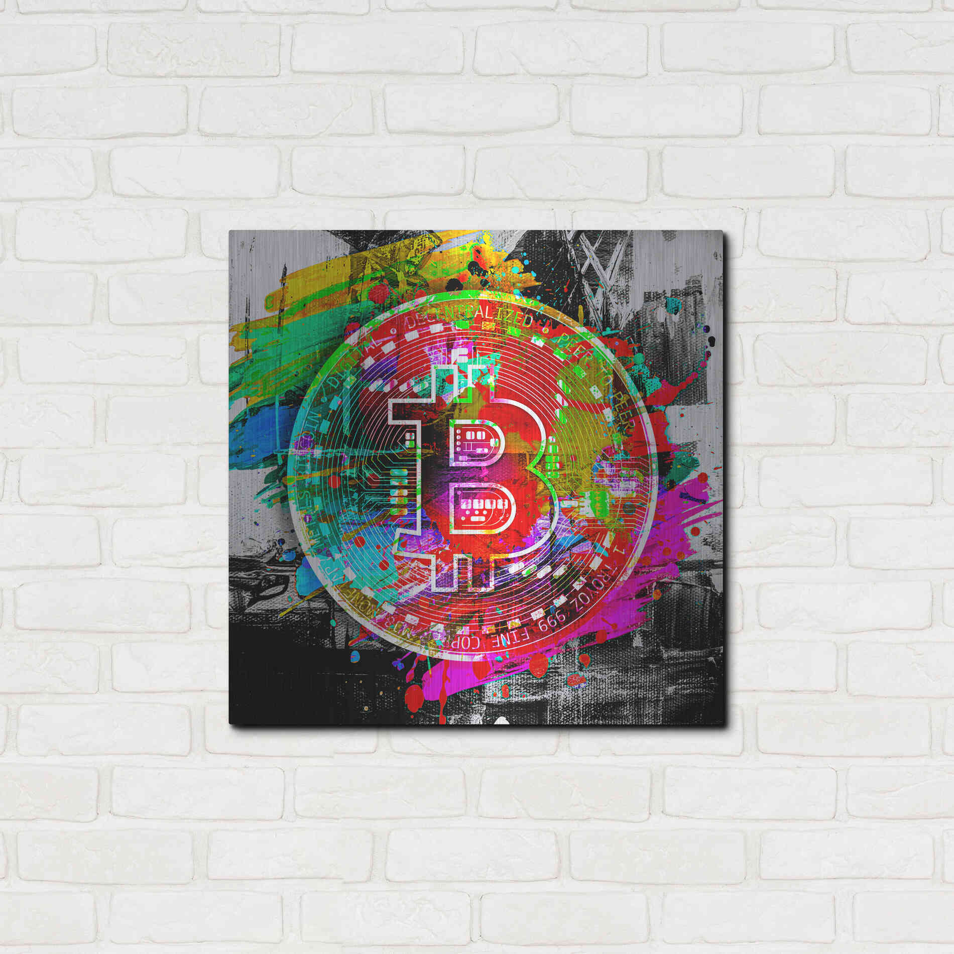 Luxe Metal Art 'Bitcoin the Currency Predator,' Metal Wall Art,24x24