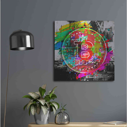 Luxe Metal Art 'Bitcoin the Currency Predator,' Metal Wall Art,24x24