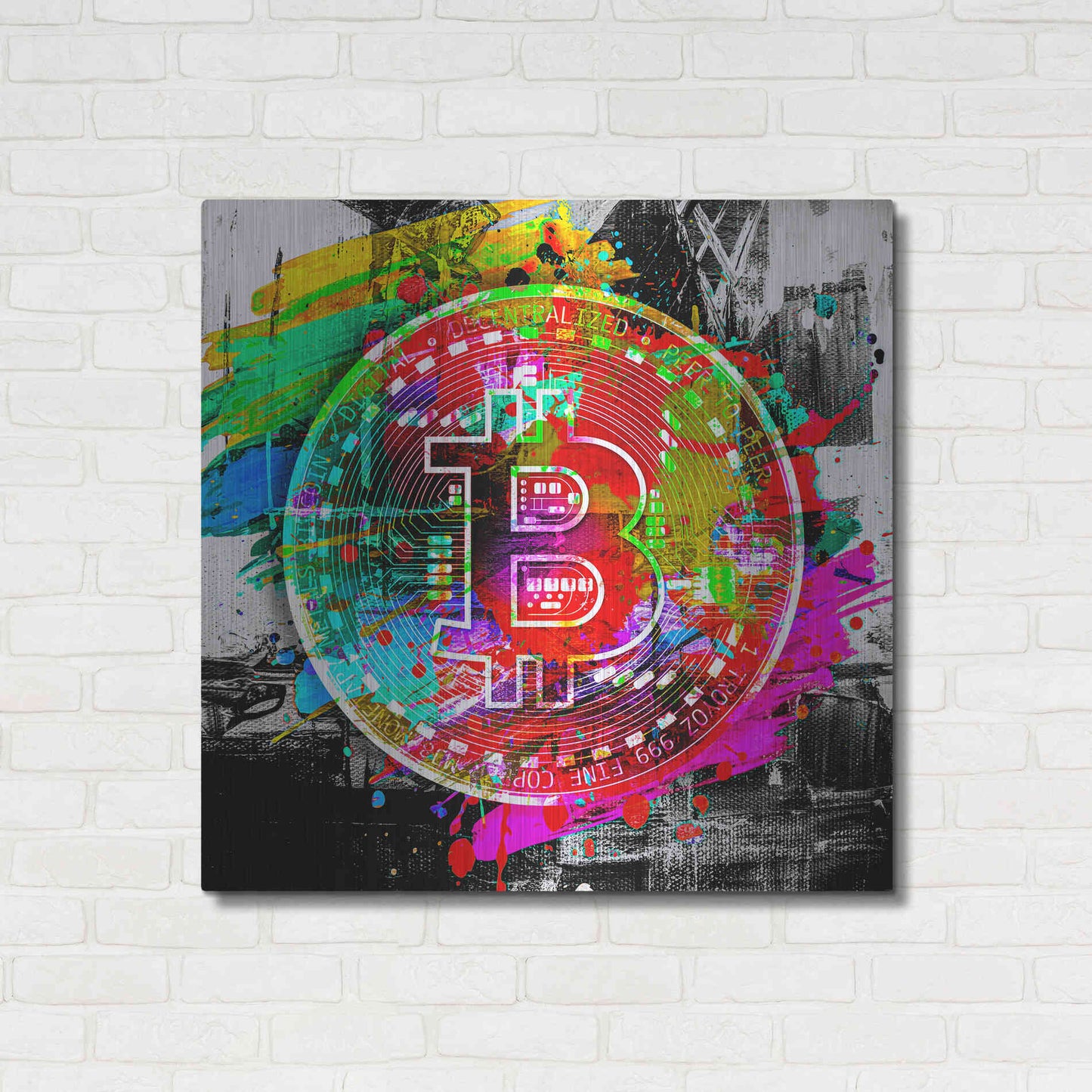 Luxe Metal Art 'Bitcoin the Currency Predator,' Metal Wall Art,36x36