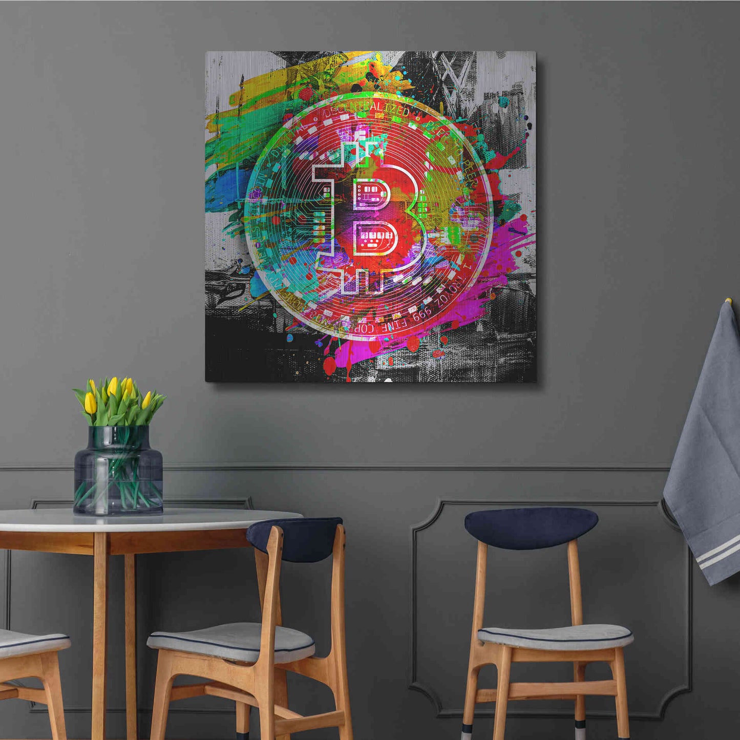 Luxe Metal Art 'Bitcoin the Currency Predator,' Metal Wall Art,36x36