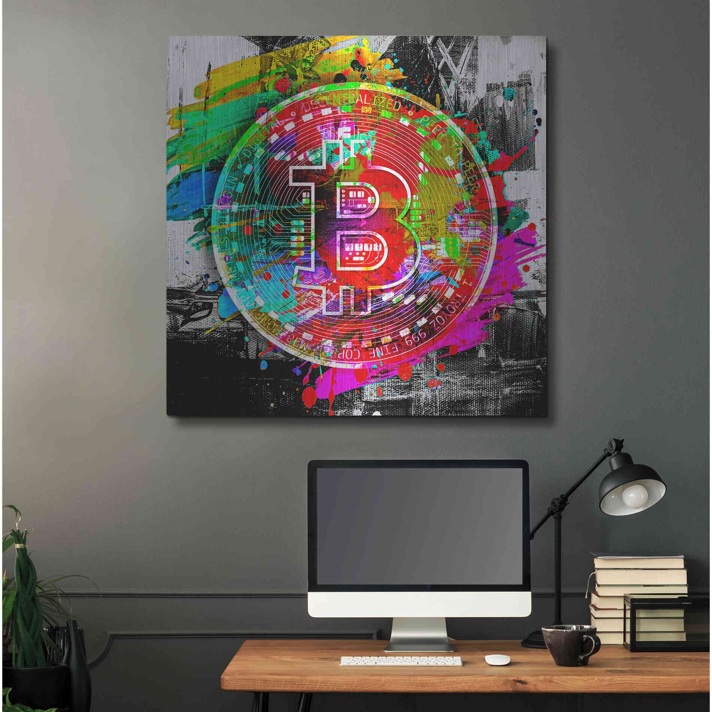 Luxe Metal Art 'Bitcoin the Currency Predator,' Metal Wall Art,36x36