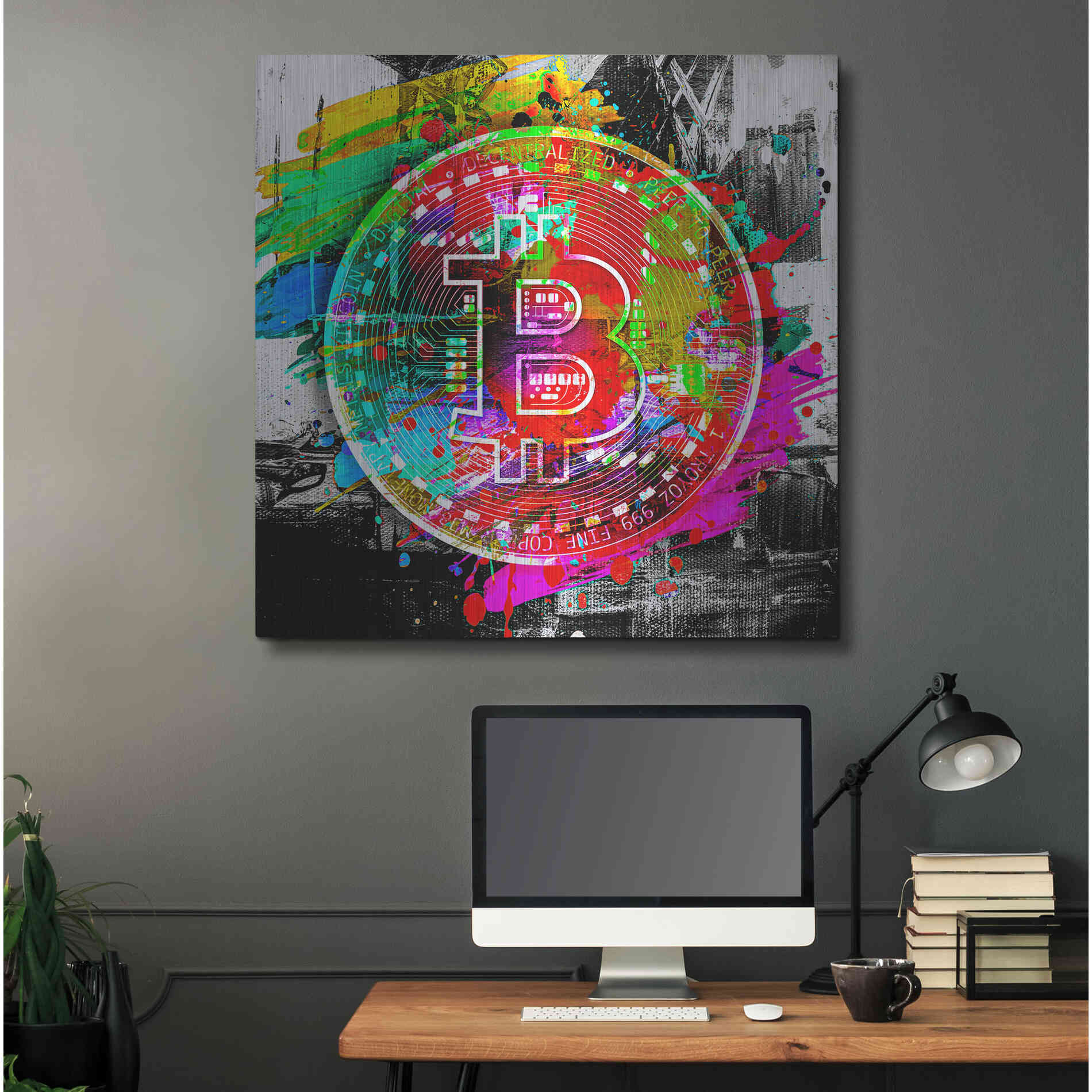 Luxe Metal Art 'Bitcoin the Currency Predator,' Metal Wall Art,36x36
