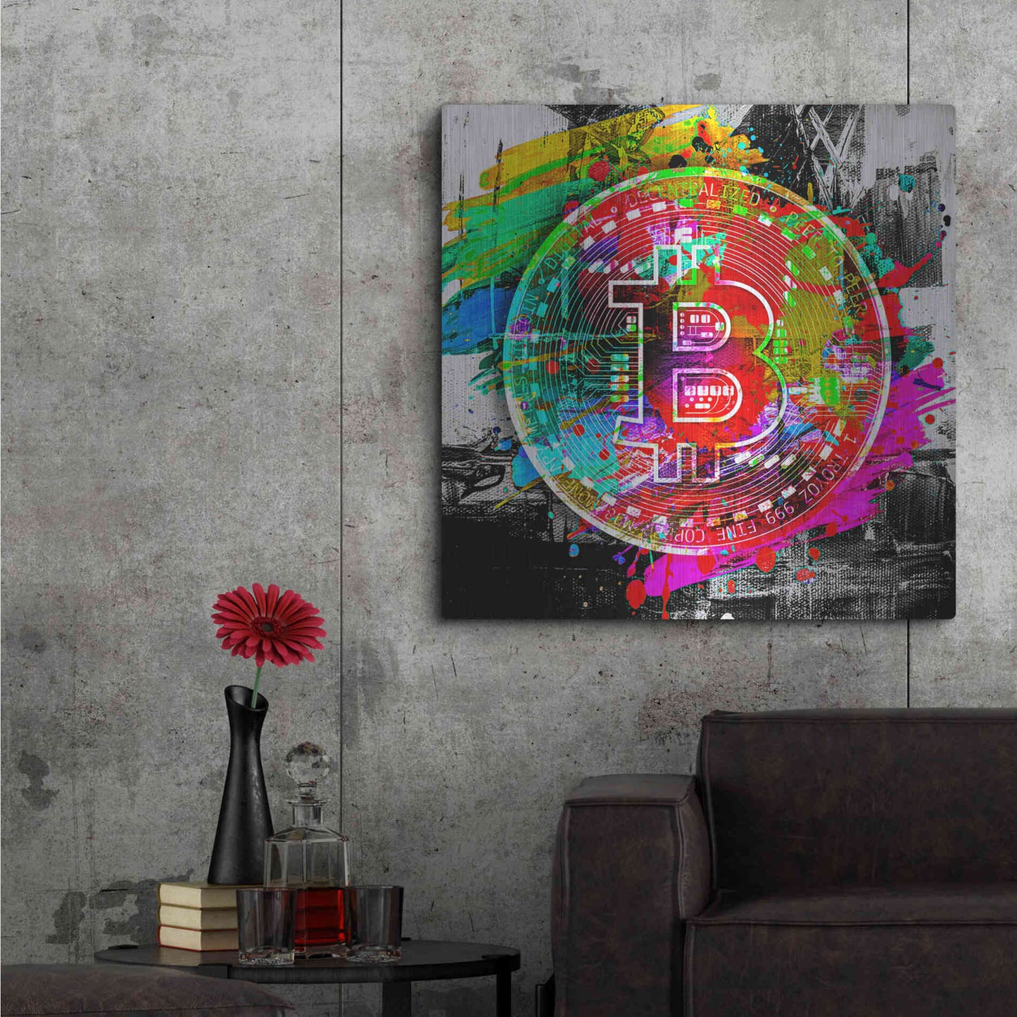 Luxe Metal Art 'Bitcoin the Currency Predator,' Metal Wall Art,36x36