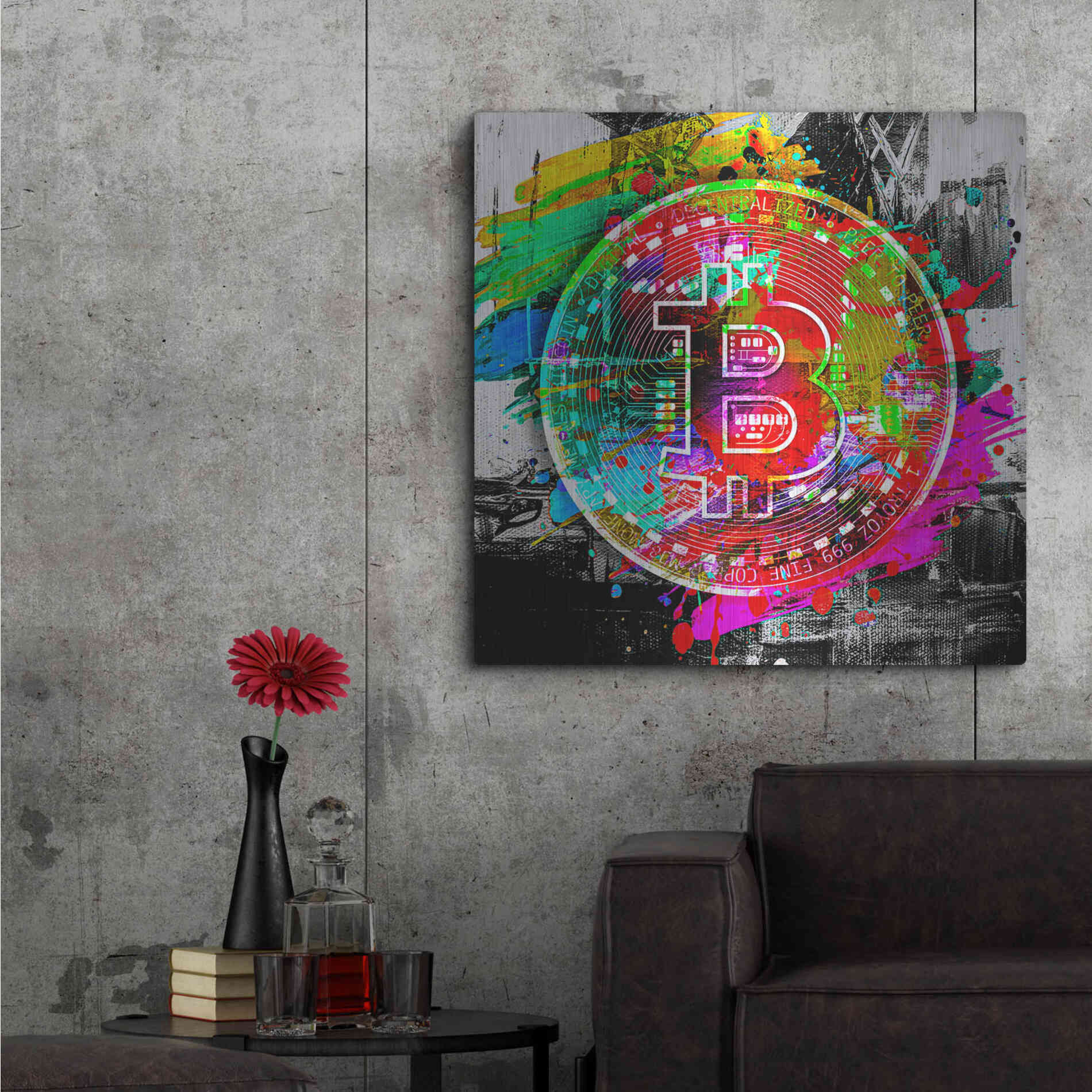 Luxe Metal Art 'Bitcoin the Currency Predator,' Metal Wall Art,36x36