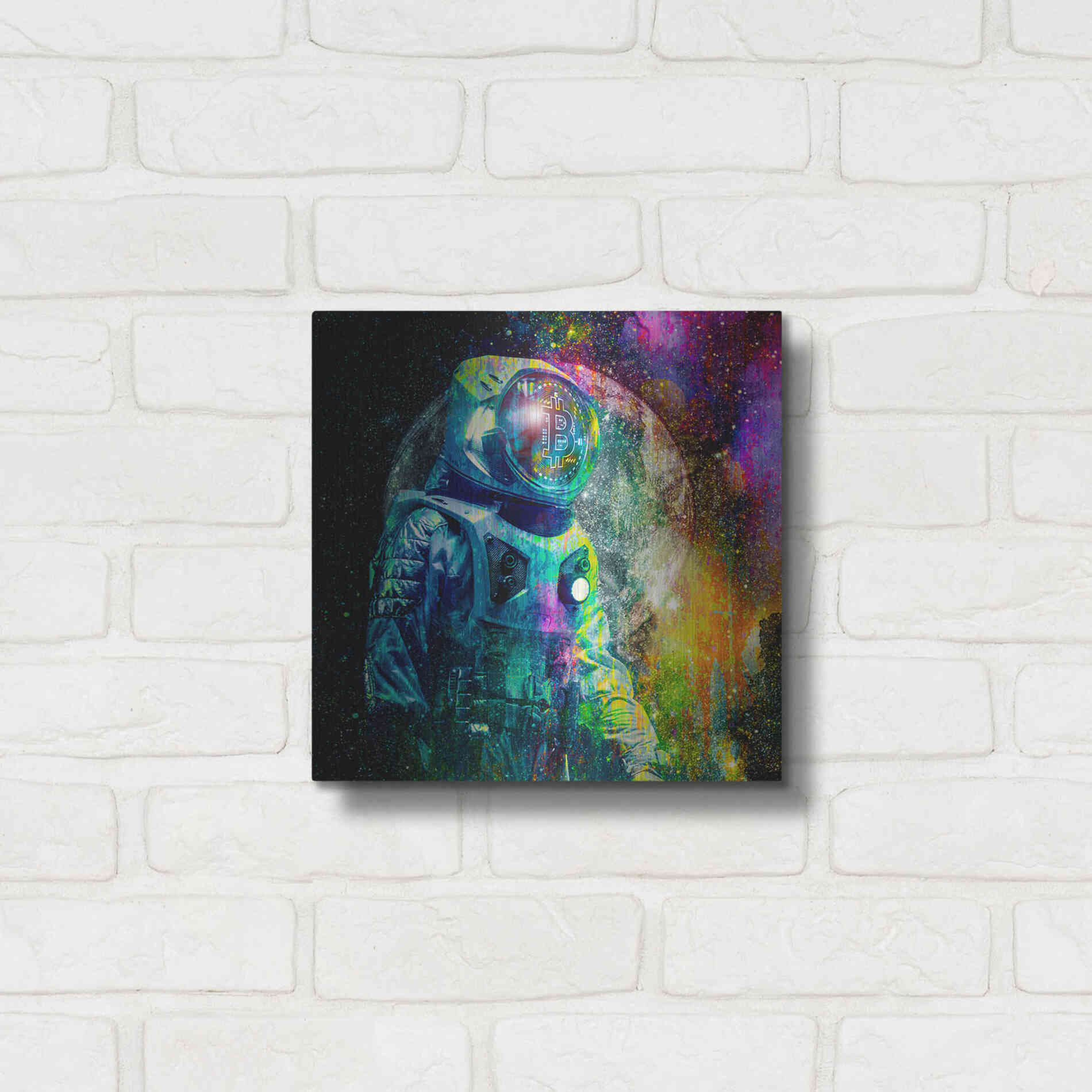 Luxe Metal Art 'BTC Bitcoin Moonlanding,' Metal Wall Art,12x12