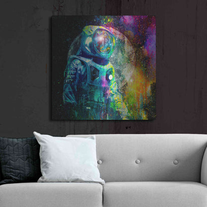 Luxe Metal Art 'BTC Bitcoin Moonlanding,' Metal Wall Art,36x36