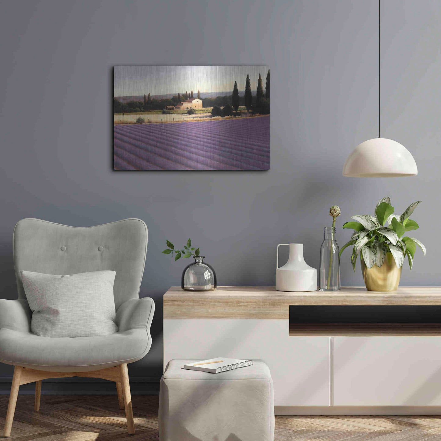 Luxe Metal Art 'Lavender Fields II' by James Wiens, Metal Wall Art,24x16