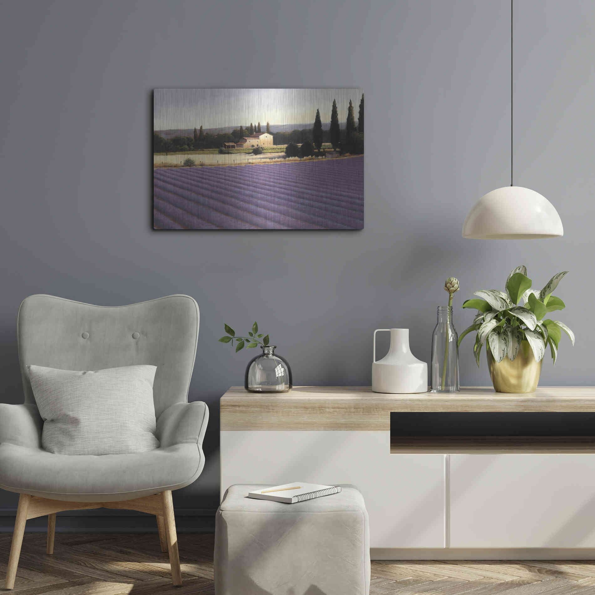 Luxe Metal Art 'Lavender Fields II' by James Wiens, Metal Wall Art,24x16