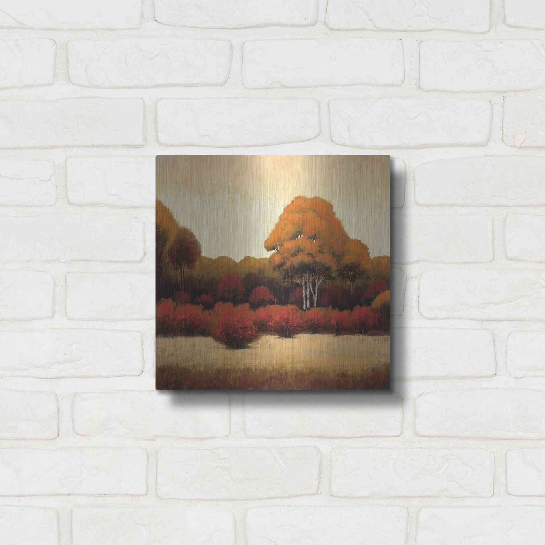 Luxe Metal Art 'Autumn Forest I' by James Wiens, Metal Wall Art,12x12