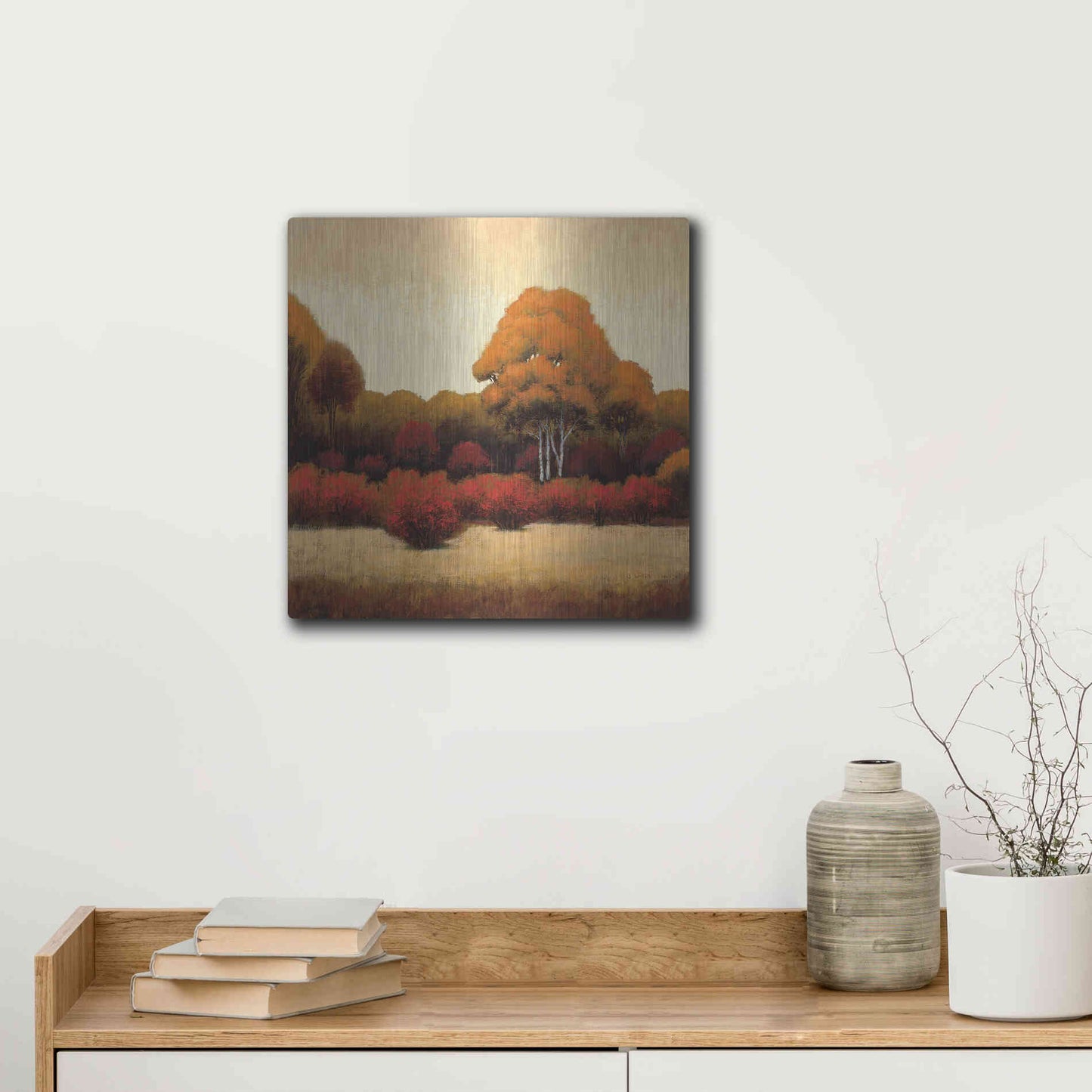 Luxe Metal Art 'Autumn Forest I' by James Wiens, Metal Wall Art,12x12