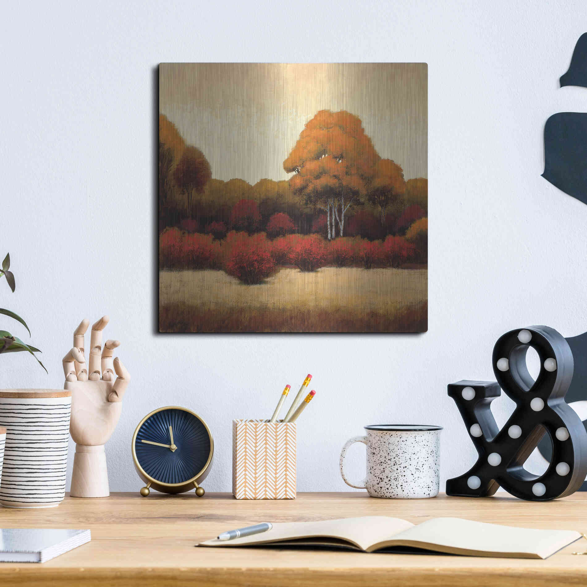 Luxe Metal Art 'Autumn Forest I' by James Wiens, Metal Wall Art,12x12