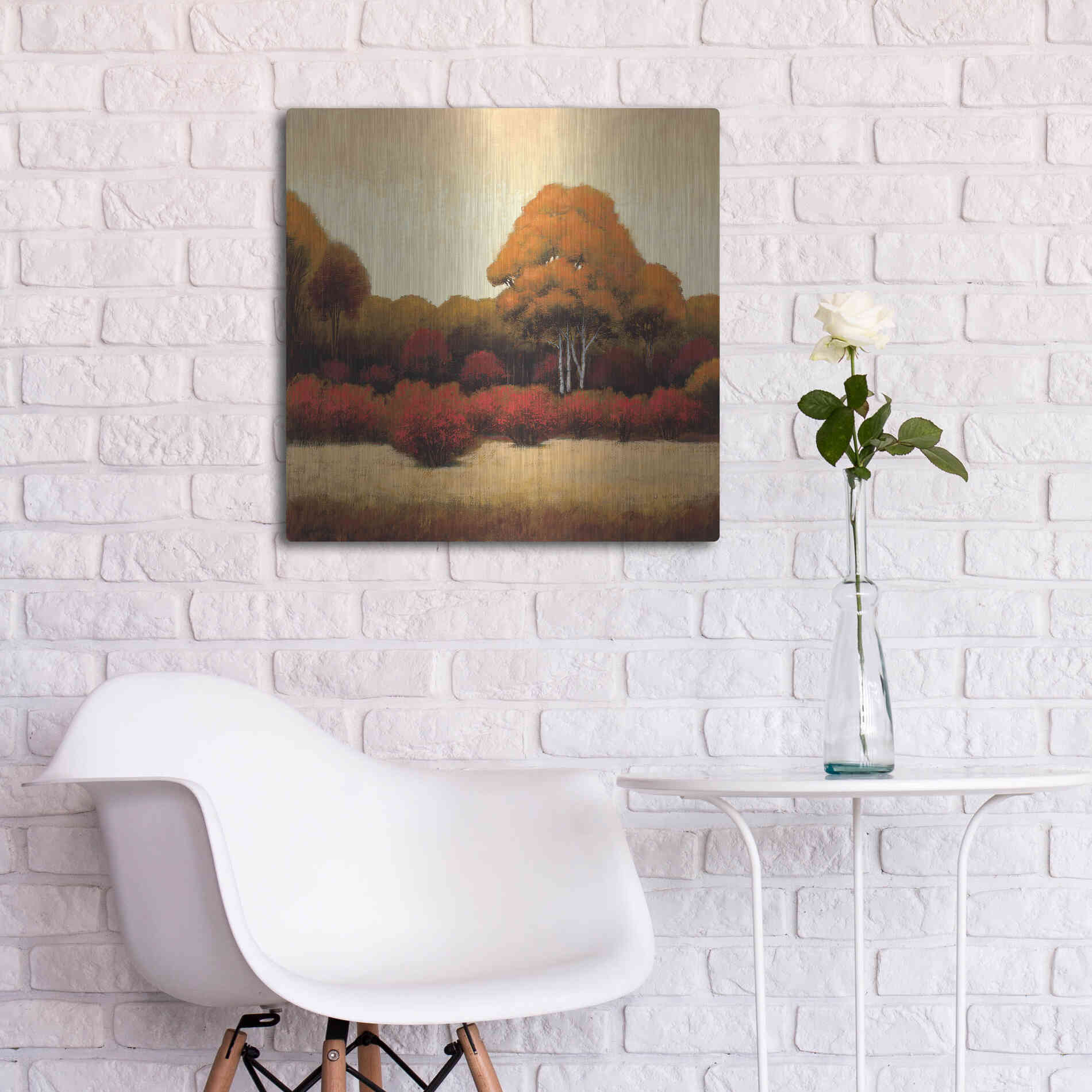 Luxe Metal Art 'Autumn Forest I' by James Wiens, Metal Wall Art,24x24